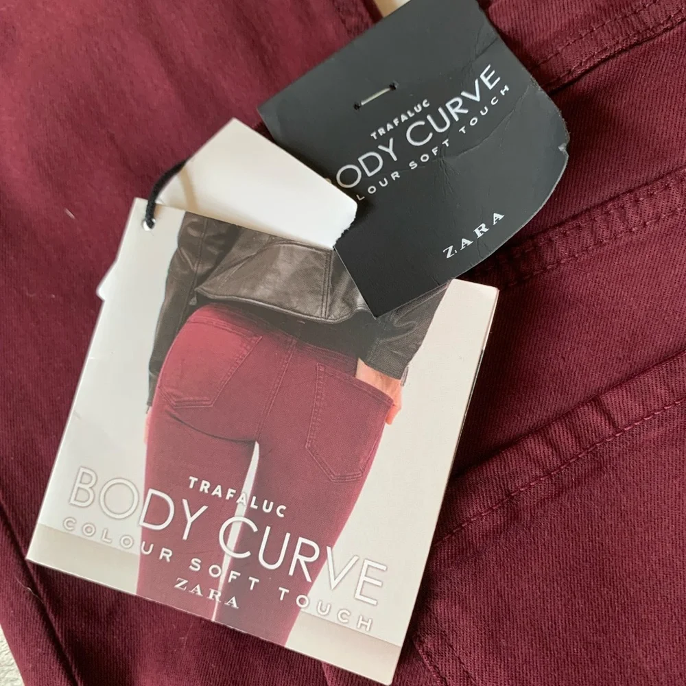 ZARA TRAFALUC deep maroon super skinny ladies jeans size 6 NWT